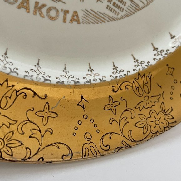 Vintage Sabin Crest O Gold North Dakota State Plate Souvenir Collector 22K Gold - Picture 14 of 15